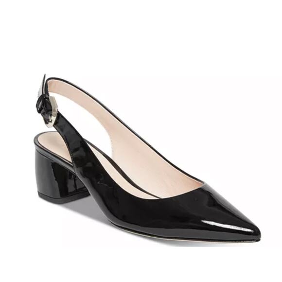 Kate Spade Women's Black Patent Mika Pointed Toe Slingback Pumps Heels 8M - Picture 1 of 7